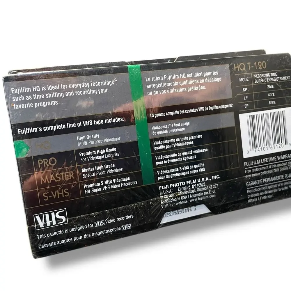 FujiFilm HQ120 Blank VHS Video Tapes 6 Hours Fuji Lot x2 NEW Sealed Retro Media